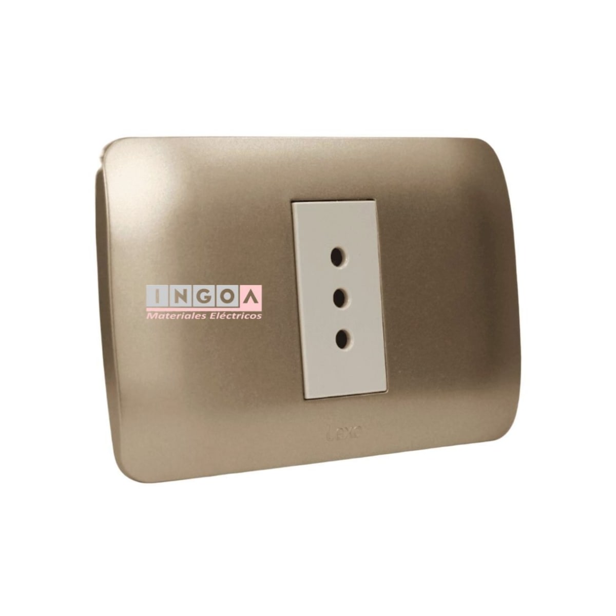 Enchufe Simple Emb. 10A 250V Mod. Beige Placa Titanio - Lexo2