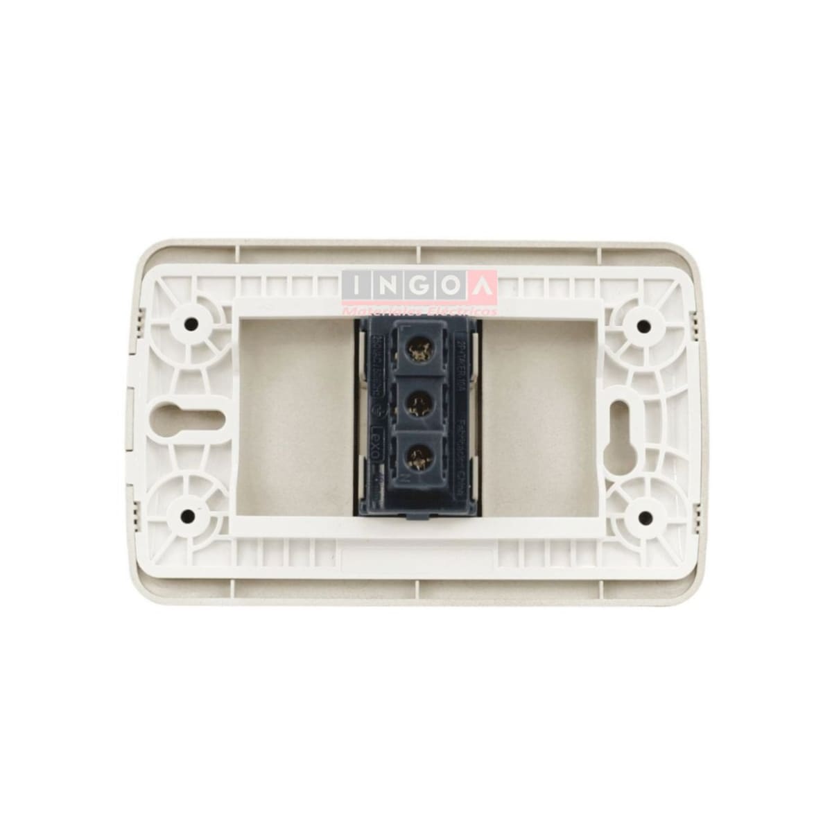 Enchufe Simple Emb. 10A 250V Mod. Beige Placa Titanio - Lexo - Vista 3