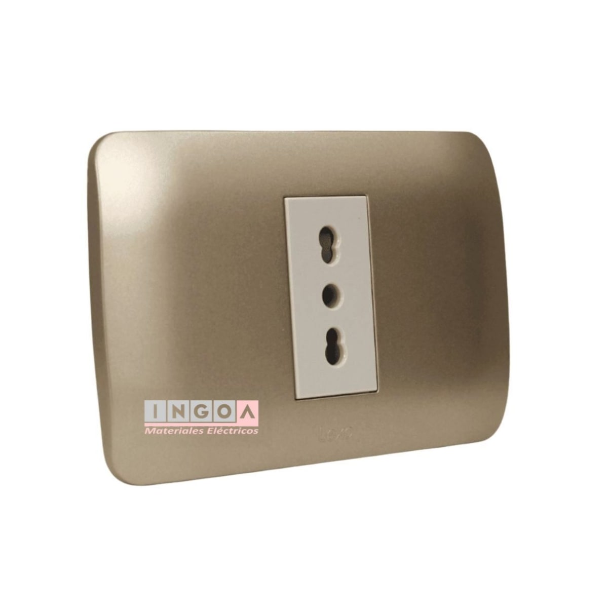 Enchufe Simple Emb. 10/16A 250V Mod. Beige Placa Titanio - Lexo - Vista 2