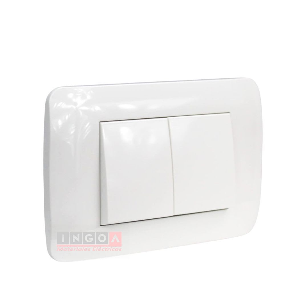Interruptor Doble Emb. 9/15 Teclones 35,6MM 10A 250V Blanco Lexo2