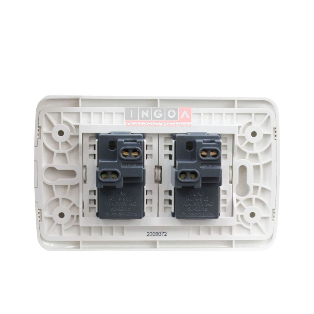 Interruptor Doble Emb. 9/15 Teclones 35,6MM 10A 250V Blanco Lexo3