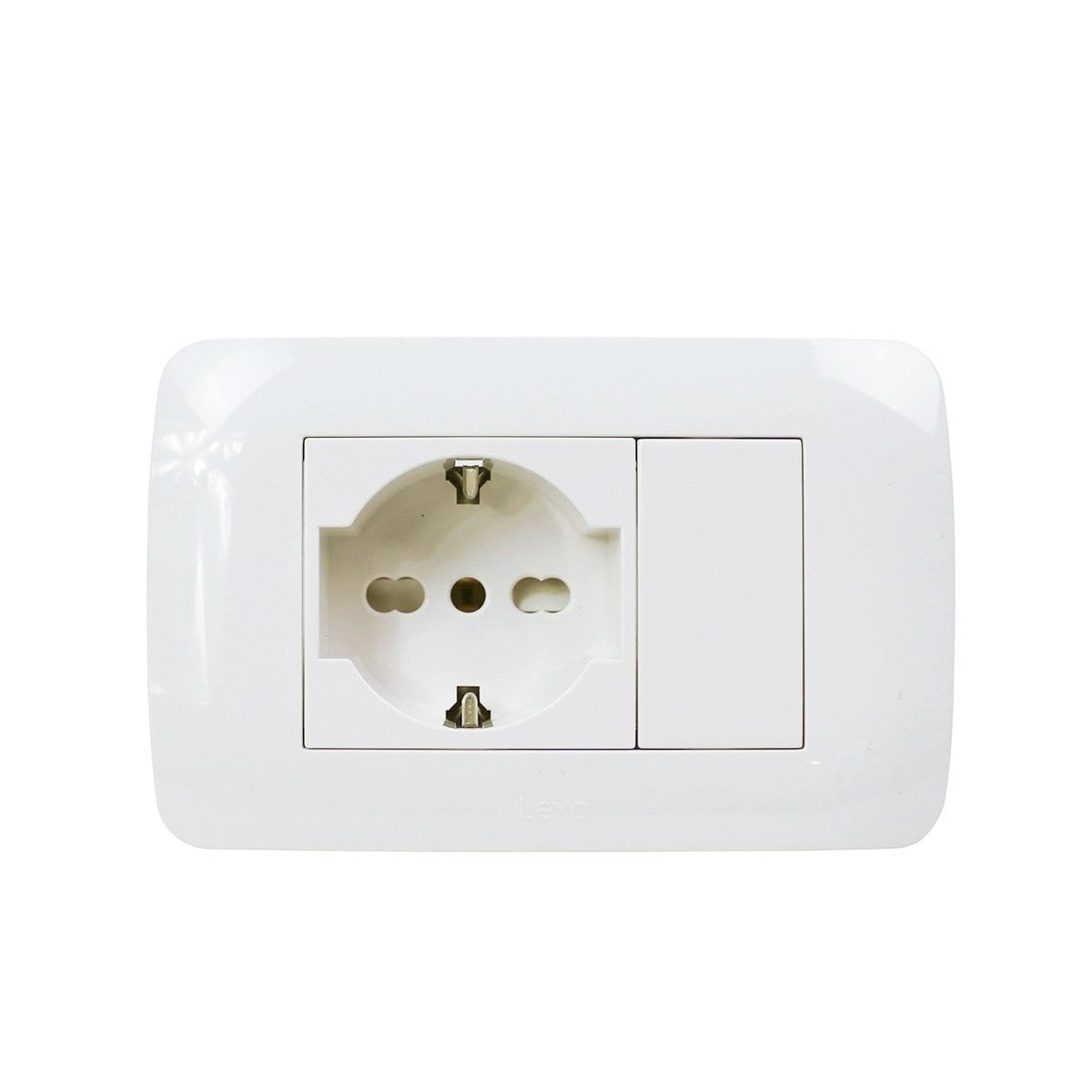 Enchufe Toma Emb. Schuko 10/16A 250V Blanco Lexo 0