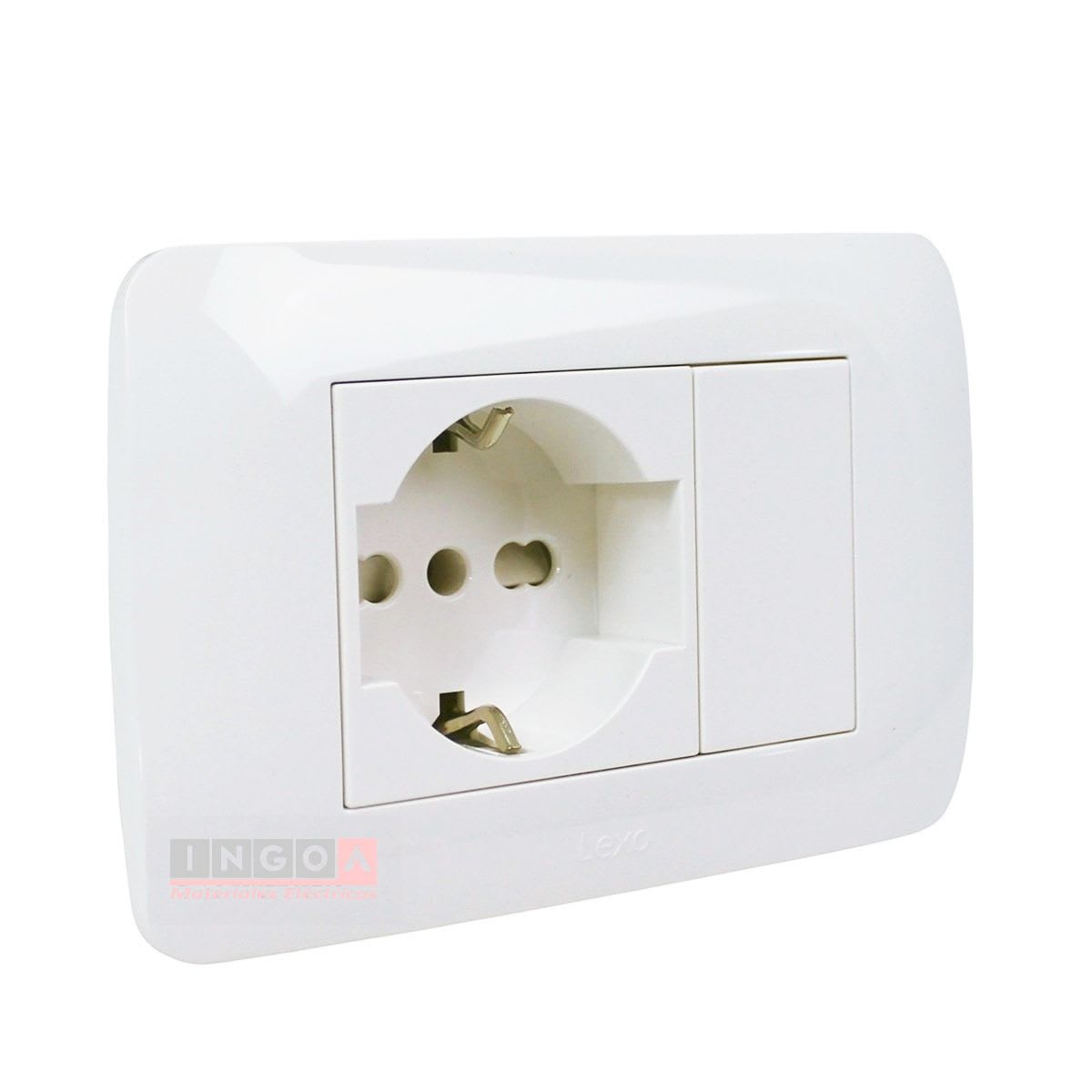 Enchufe Toma Emb. Schuko 10/16A 250V Blanco Lexo2