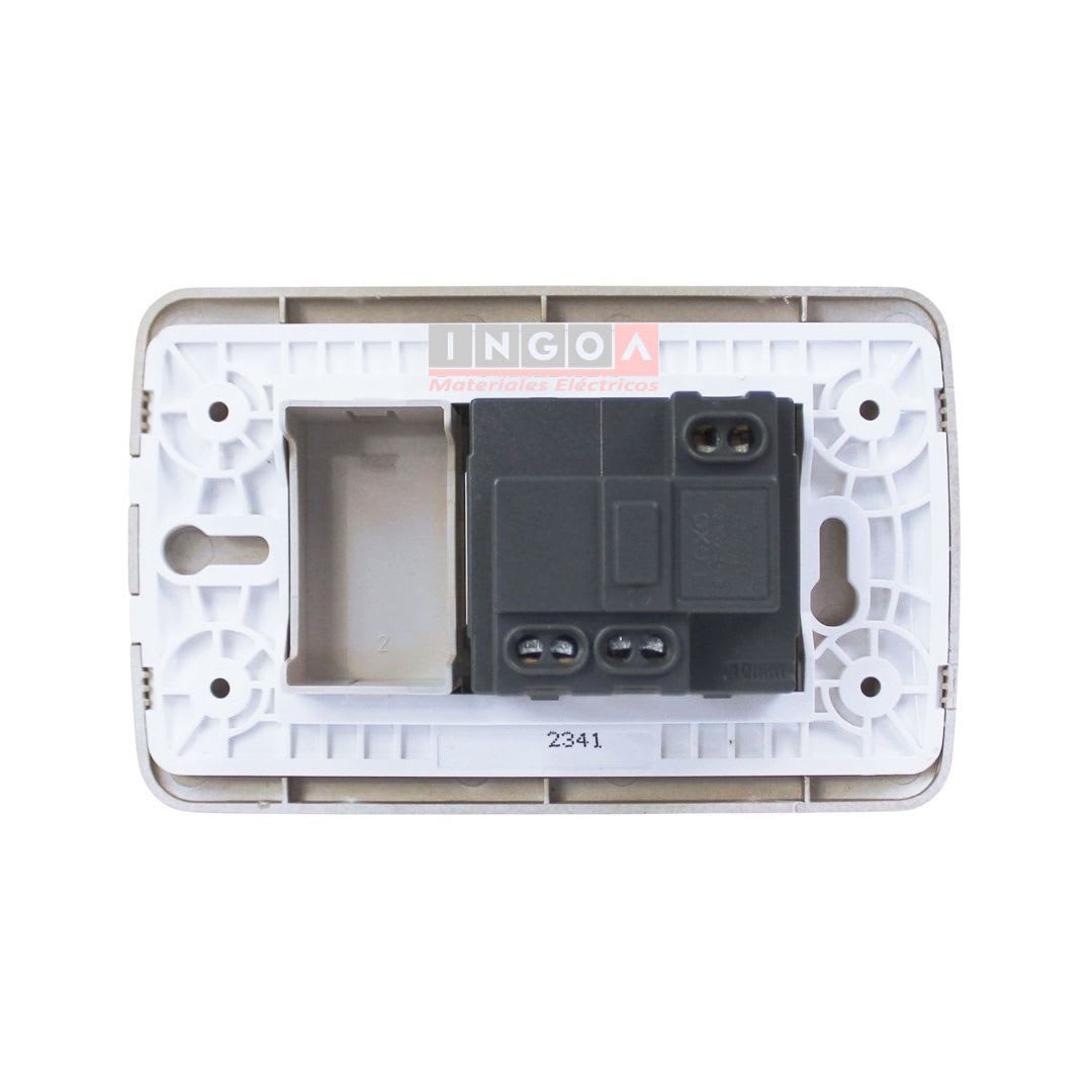 Enchufe Toma Emb. Schuko 10/16A 250V Mod. Beige Placa Titanio Lexo3
