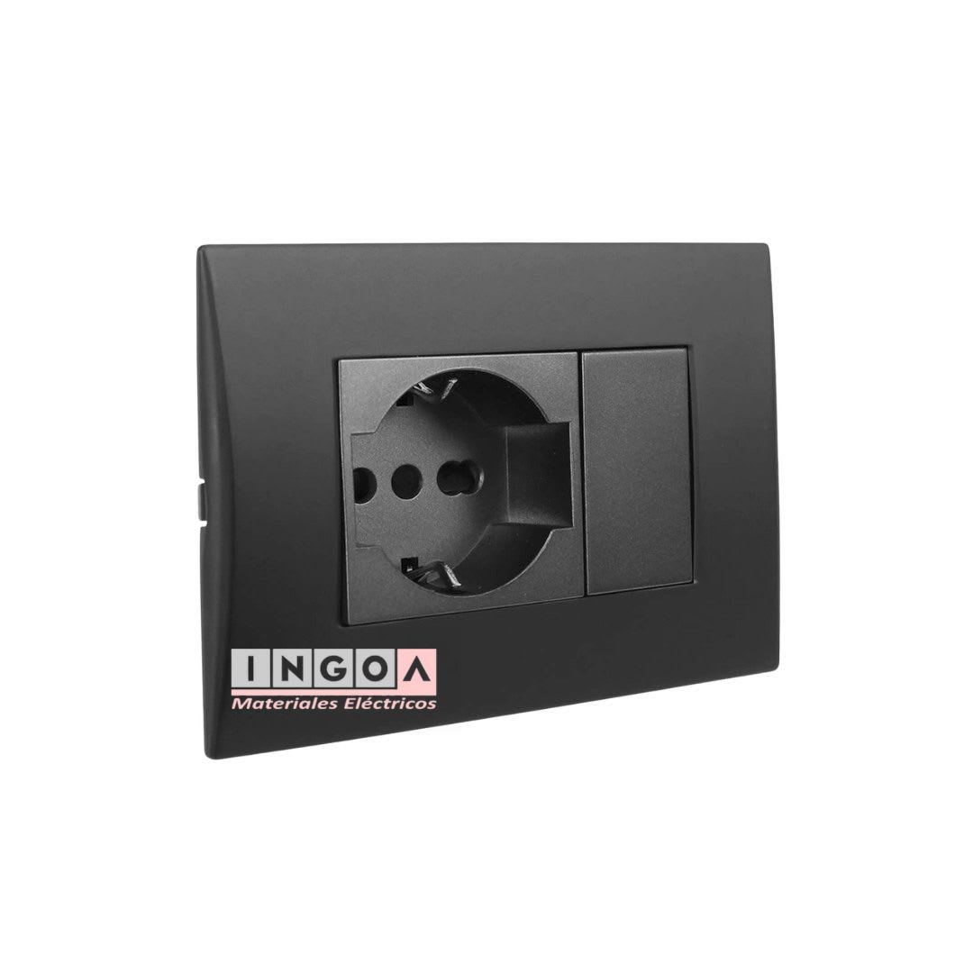 Enchufe Toma Emb. Schuko 10/16A 250V Negro Linea Andes Lexo2
