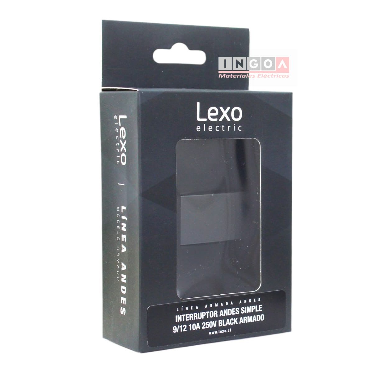Interruptor Emb. 9/12 10A 250V Negro Linea Andes Lexo5