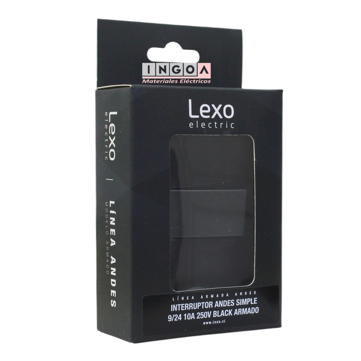 Interruptor Emb. 9/24 10A 250V Negro Linea Andes Lexo5