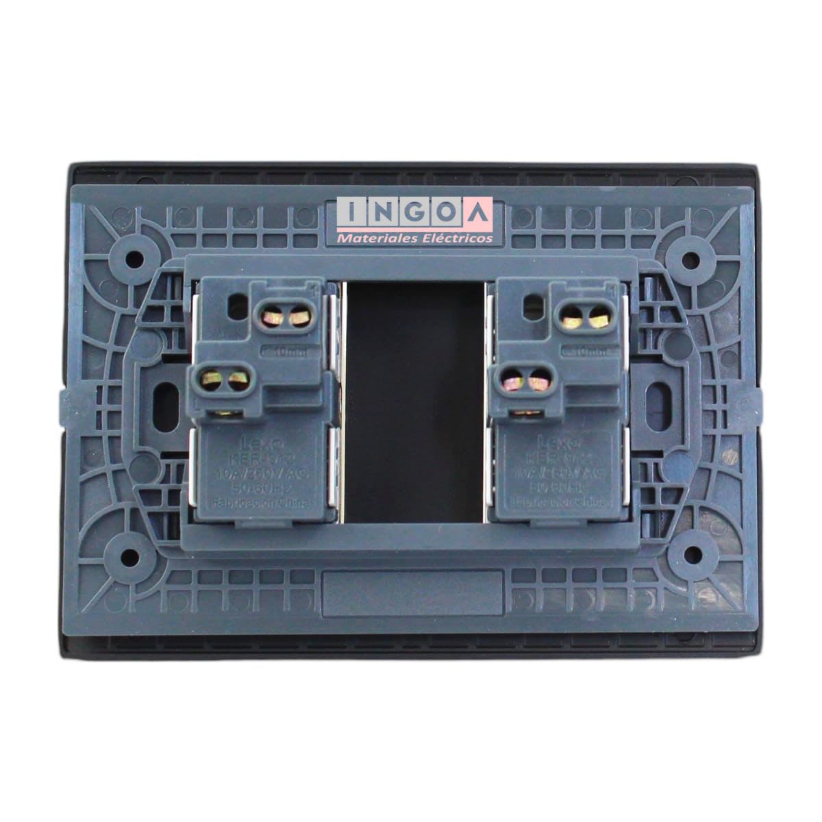 Interruptor Doble Emb. 9/15 10A 250V Negro Linea Andes Lexo3