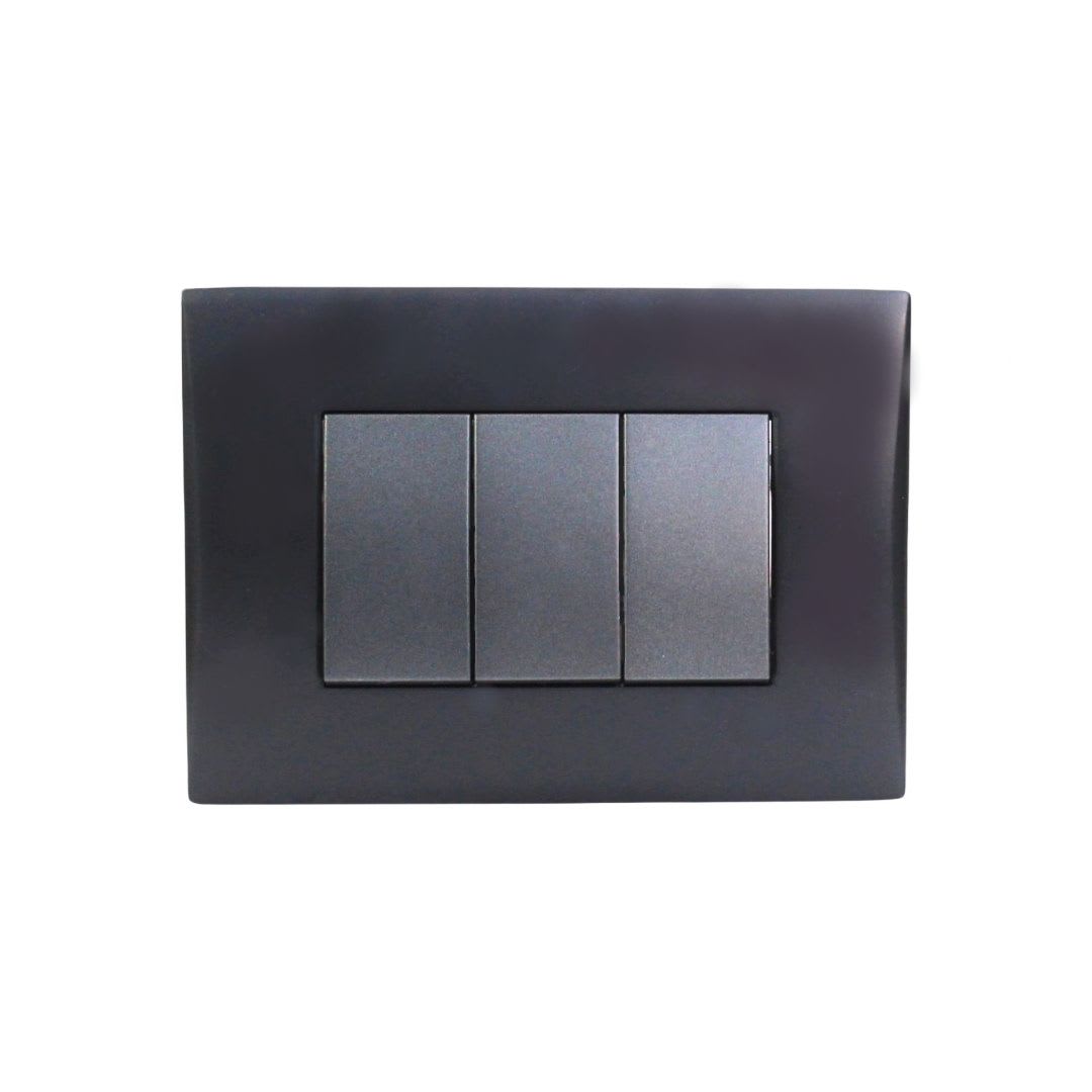 Interruptor Triple Emb. 9/32 10A 250V Negro Linea Andes Lexo 0