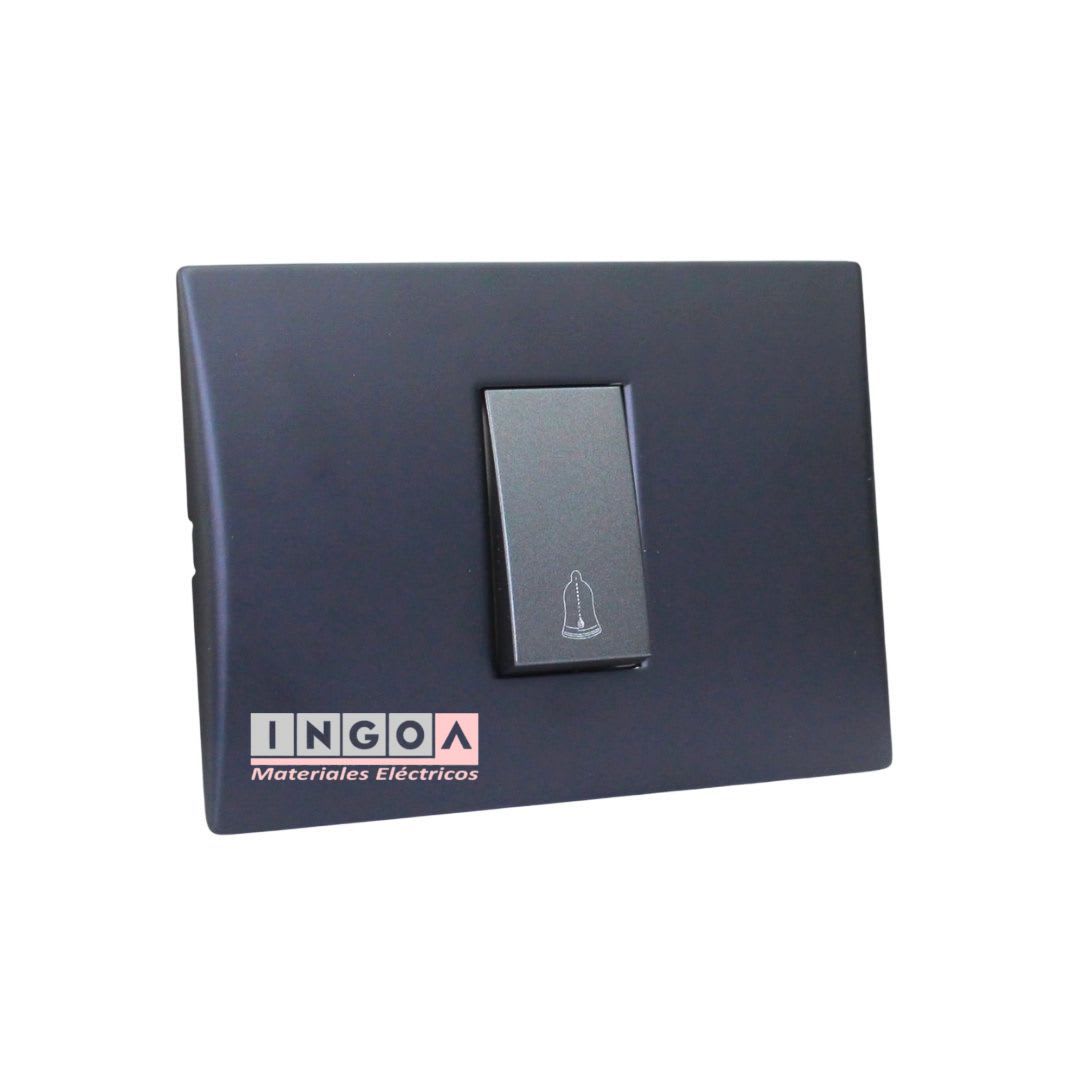 Interruptor Pulsador Timbre Emb. 10A 250V Negro Linea Andes Lexo2