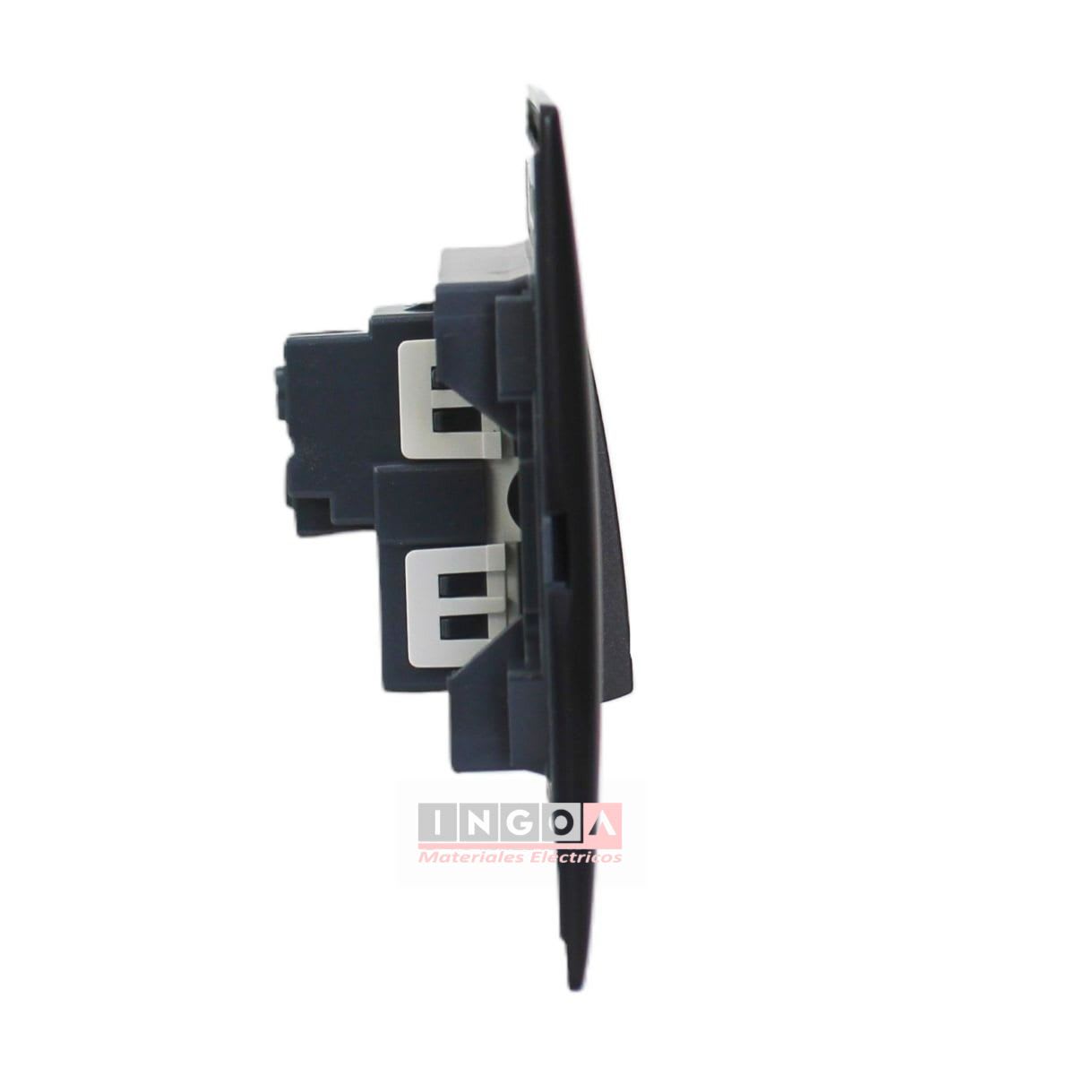 Interruptor Emb. 9/12 + Enchufe 10A 250V Negro Linea Andes Lexo4