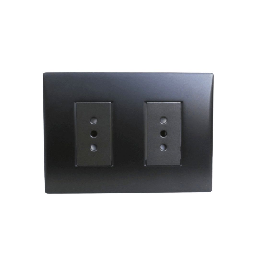 Enchufe Doble Emb. 10A 250V Negro Linea Andes Lexo 0