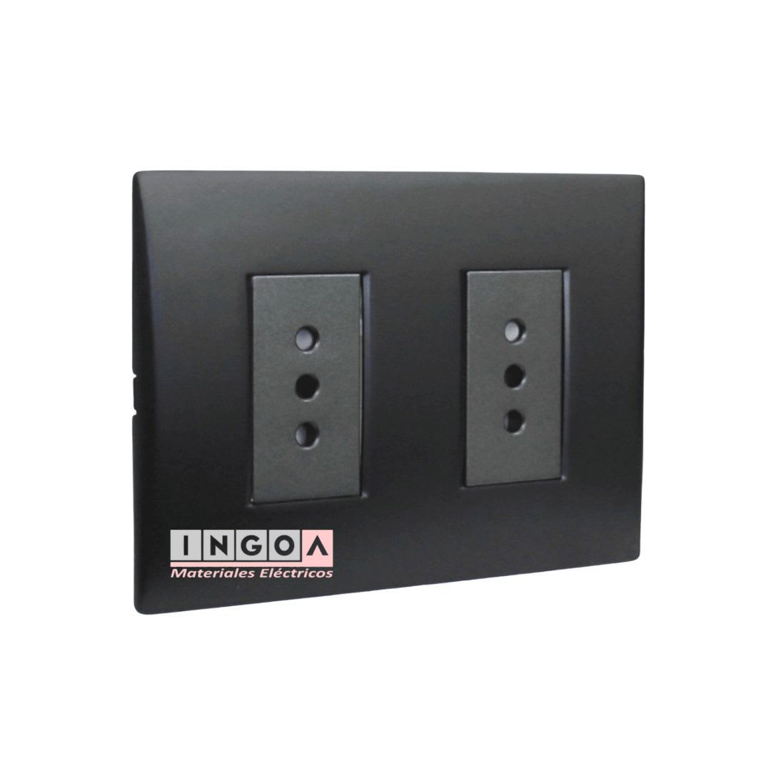 Enchufe Doble Emb. 10A 250V Negro Linea Andes Lexo2