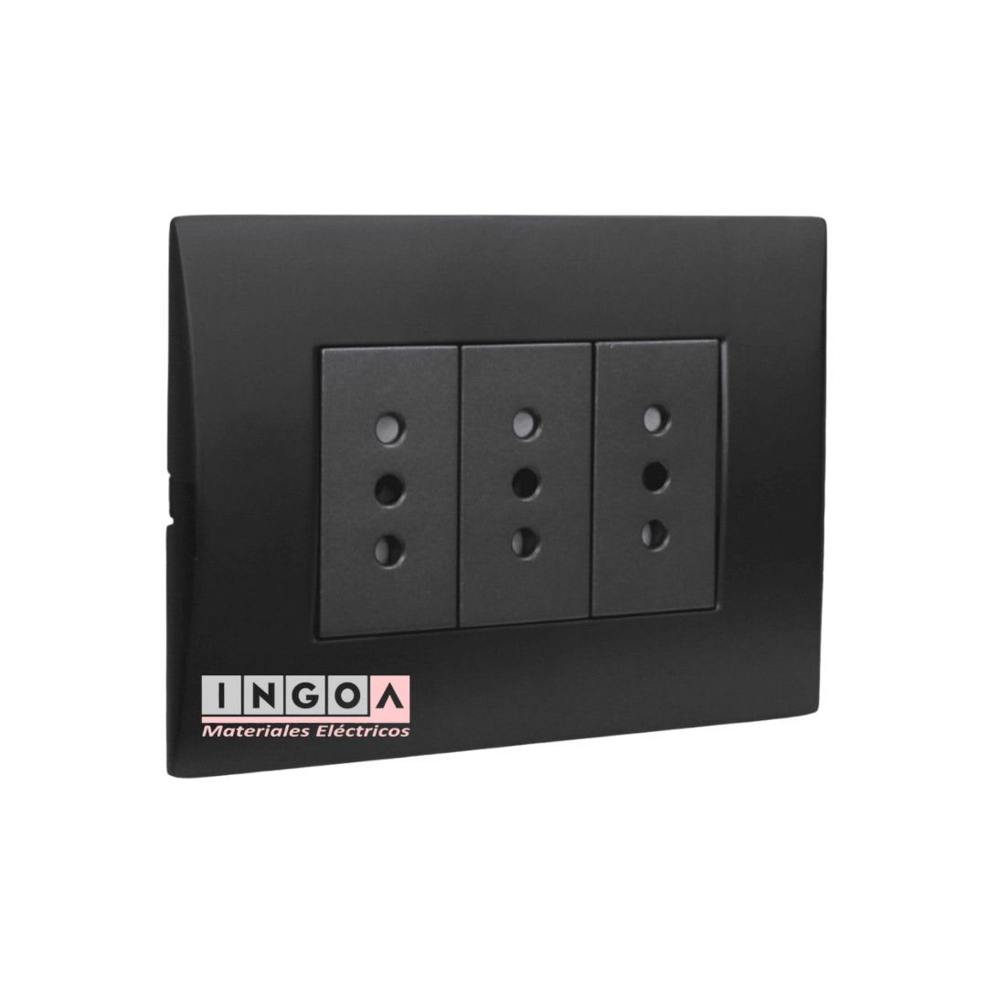Enchufe Triple Emb. 10A 250V Negro Linea Andes Lexo2