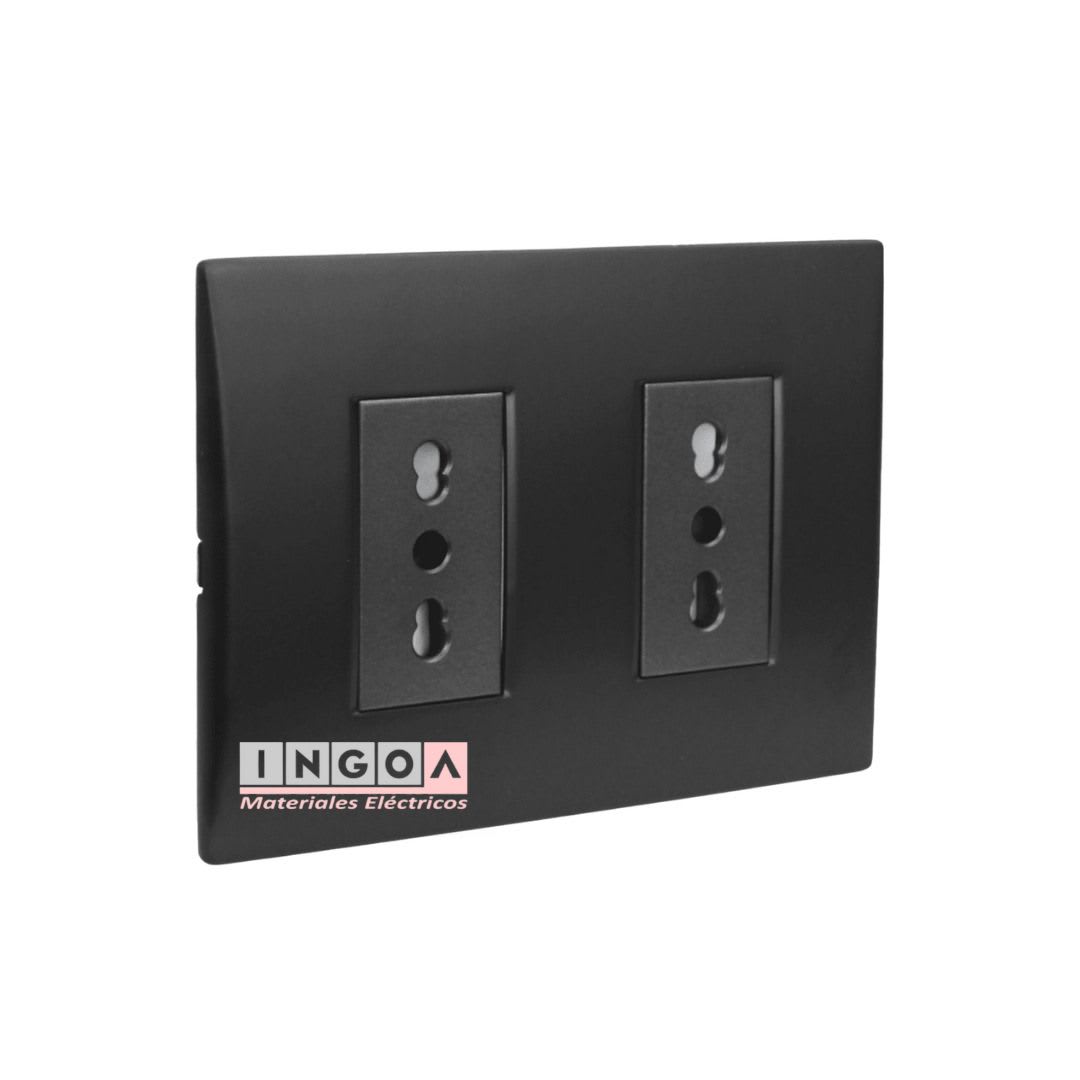 Enchufe Doble Emb. 10/16A 250V Negro Linea Andes Lexo2