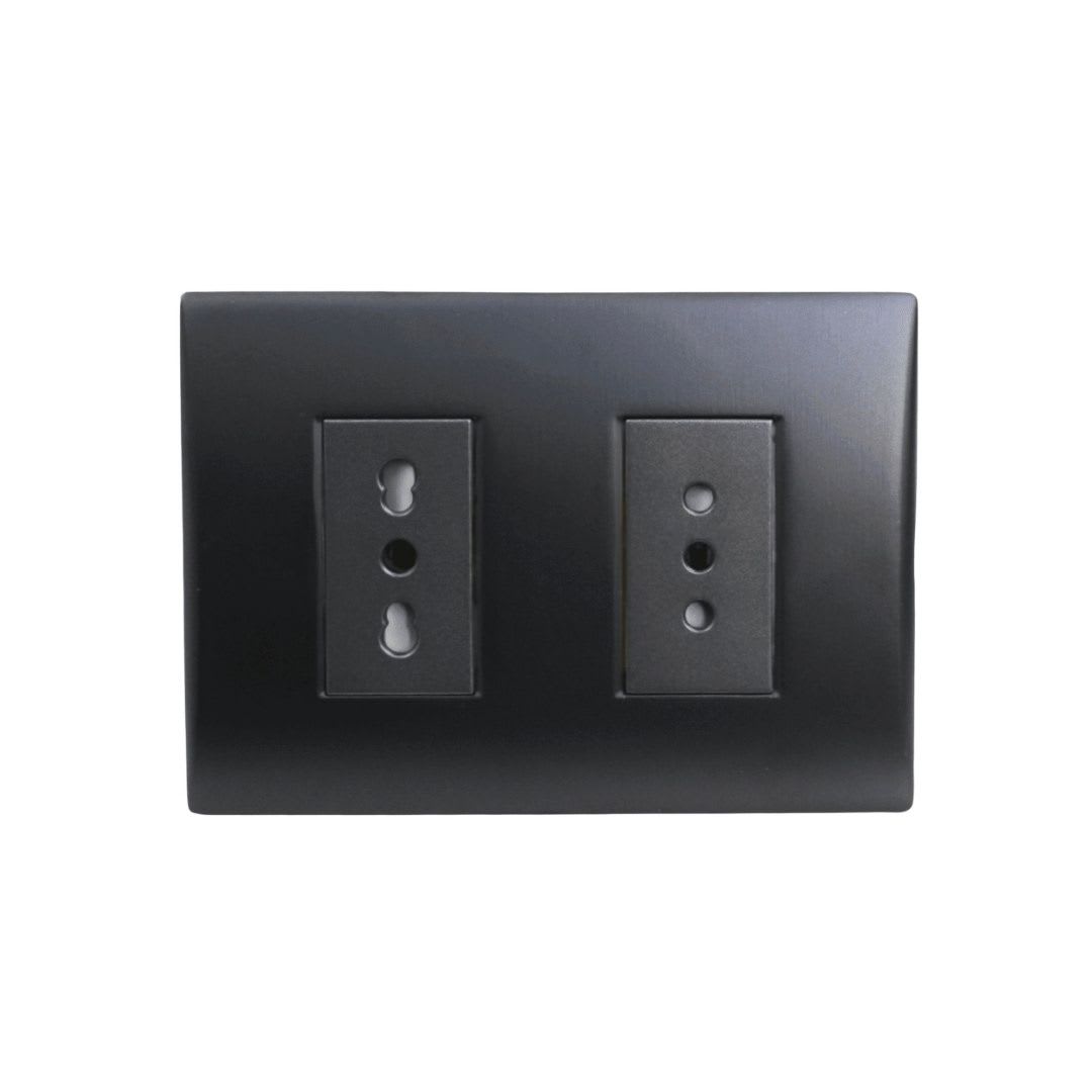 Enchufe Doble Emb. 10A + 10/16A 250V Negro Linea Andes Lexo 0