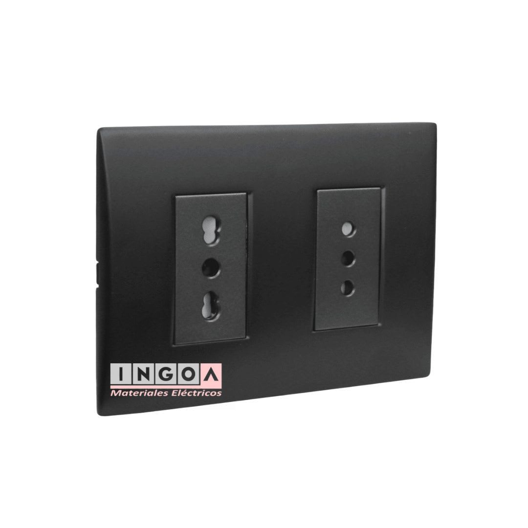 Enchufe Doble Emb. 10A + 10/16A 250V Negro Linea Andes Lexo2