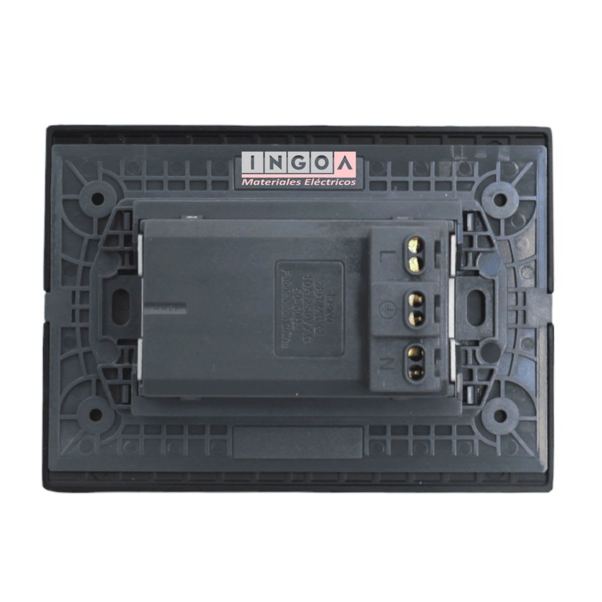 Enchufe Doble Puenteado Emb. 10A 250V Negro Linea Andes Lexo3