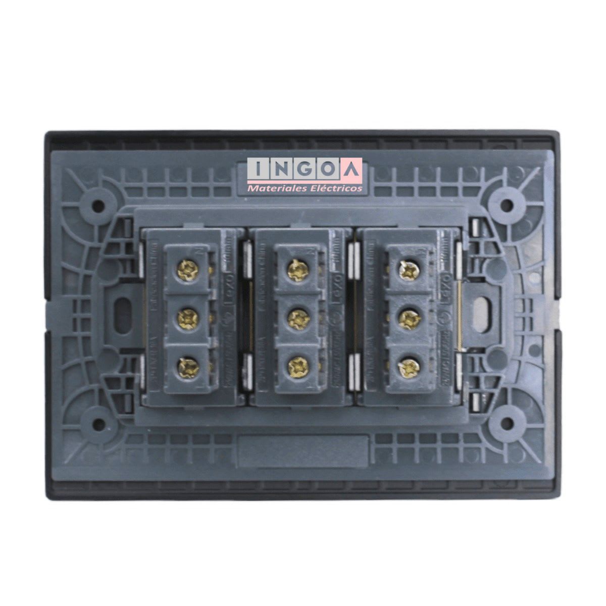 Enchufe Triple Puenteado Emb. 10A 250V Negro Linea Andes Lexo3