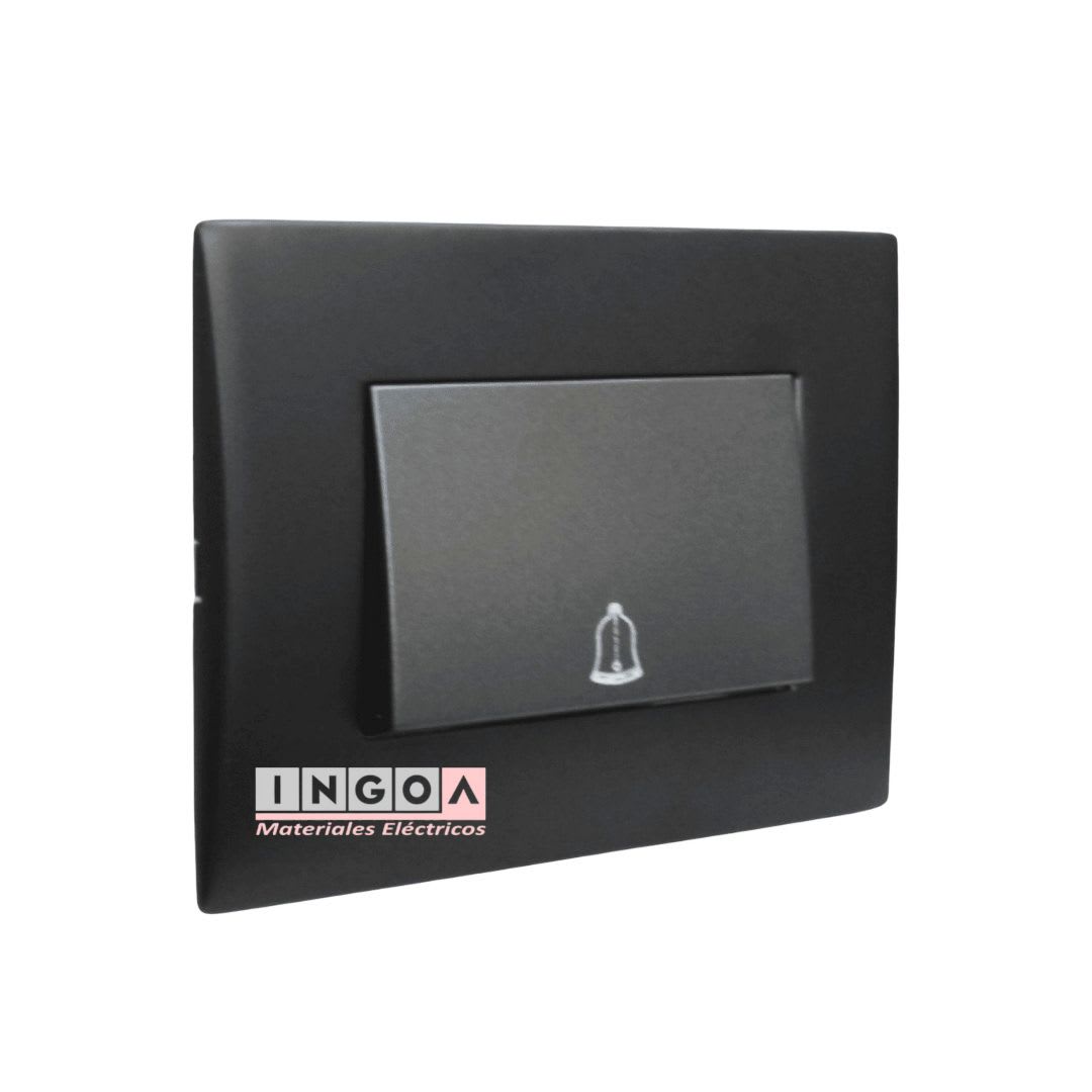 Interruptor Pulsador Timbre Teclon 73MM Emb. 10A 250V Negro Linea Andes Lexo2