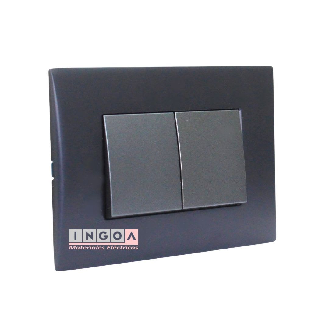 Interruptor Doble Emb. 9/15 Teclones 35,6MM 10A 250V Negro Linea Andes Lexo2