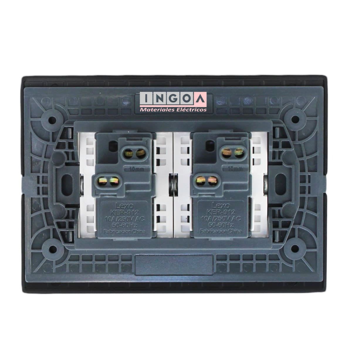 Interruptor Doble Emb. 9/15 Teclones 35,6MM 10A 250V Negro Linea Andes Lexo3