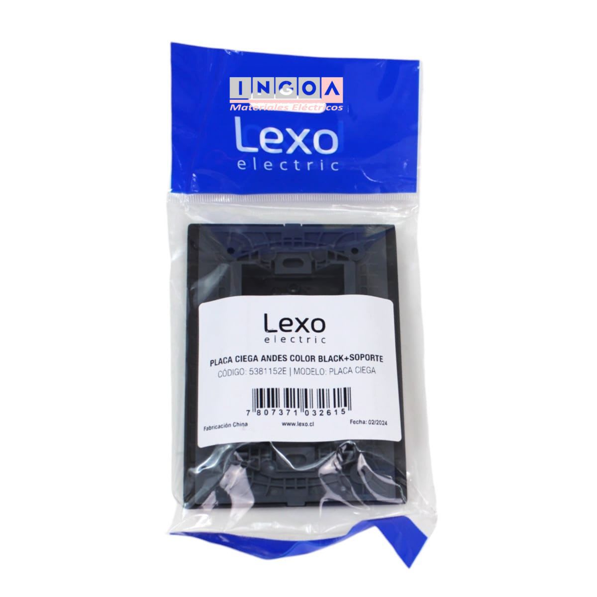 Placa Tapa Ciega con Soporte Color Negro Andes Lexo6