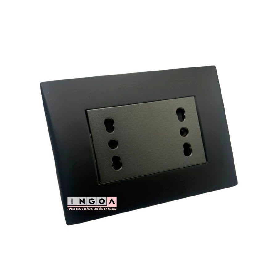 Enchufe Doble Puenteado Emb. 10/16A 250V Negro Linea Andes Lexo - Vista 2