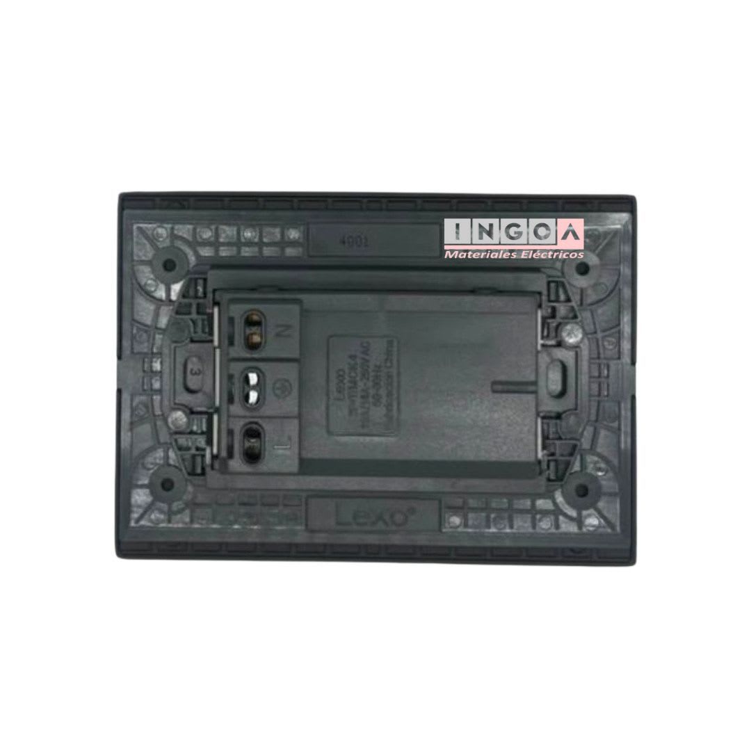 Enchufe Doble Puenteado Emb. 10/16A 250V Negro Linea Andes Lexo Miniatura 3