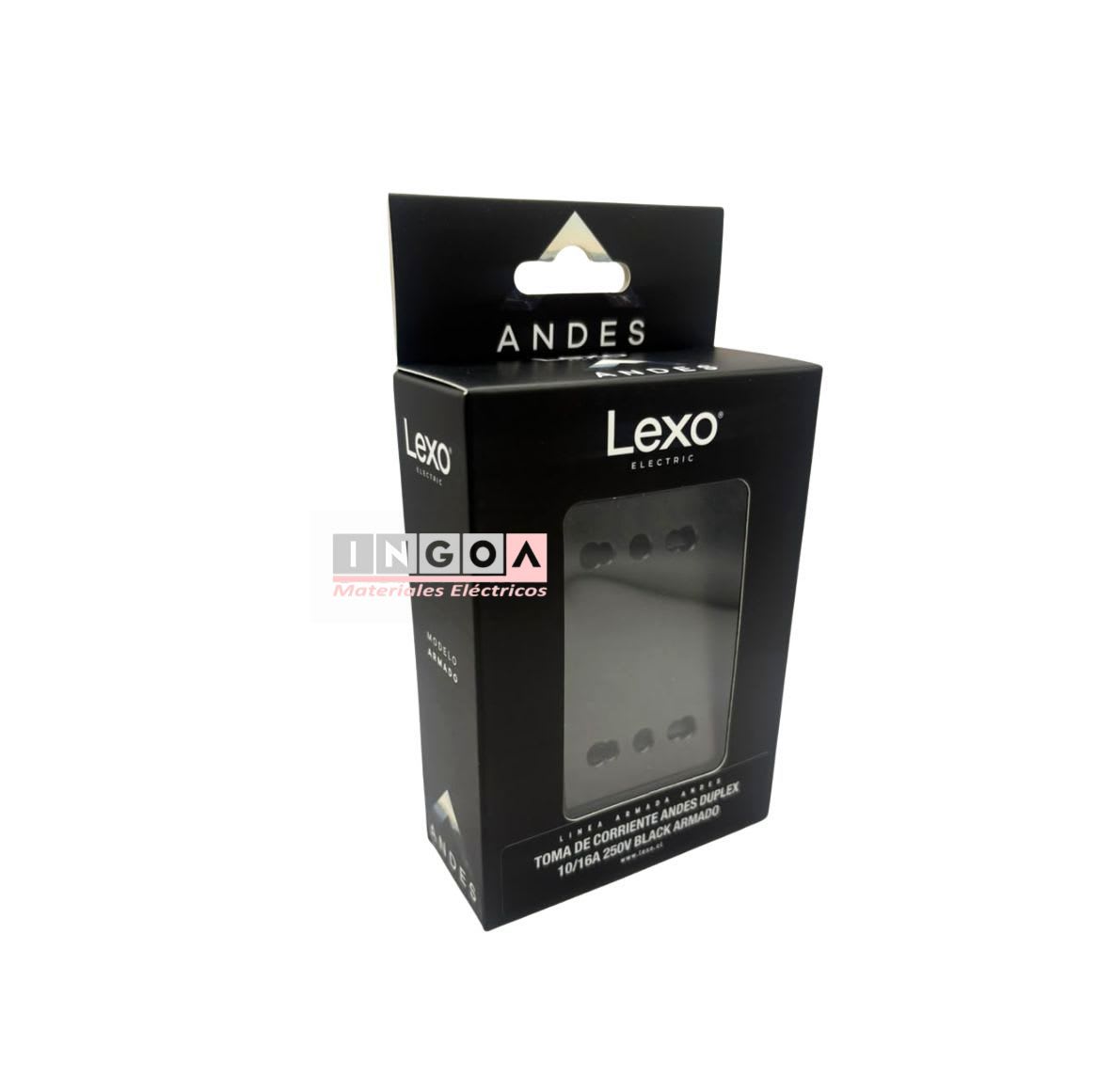 Enchufe Doble Puenteado Emb. 10/16A 250V Negro Linea Andes Lexo - Vista 4