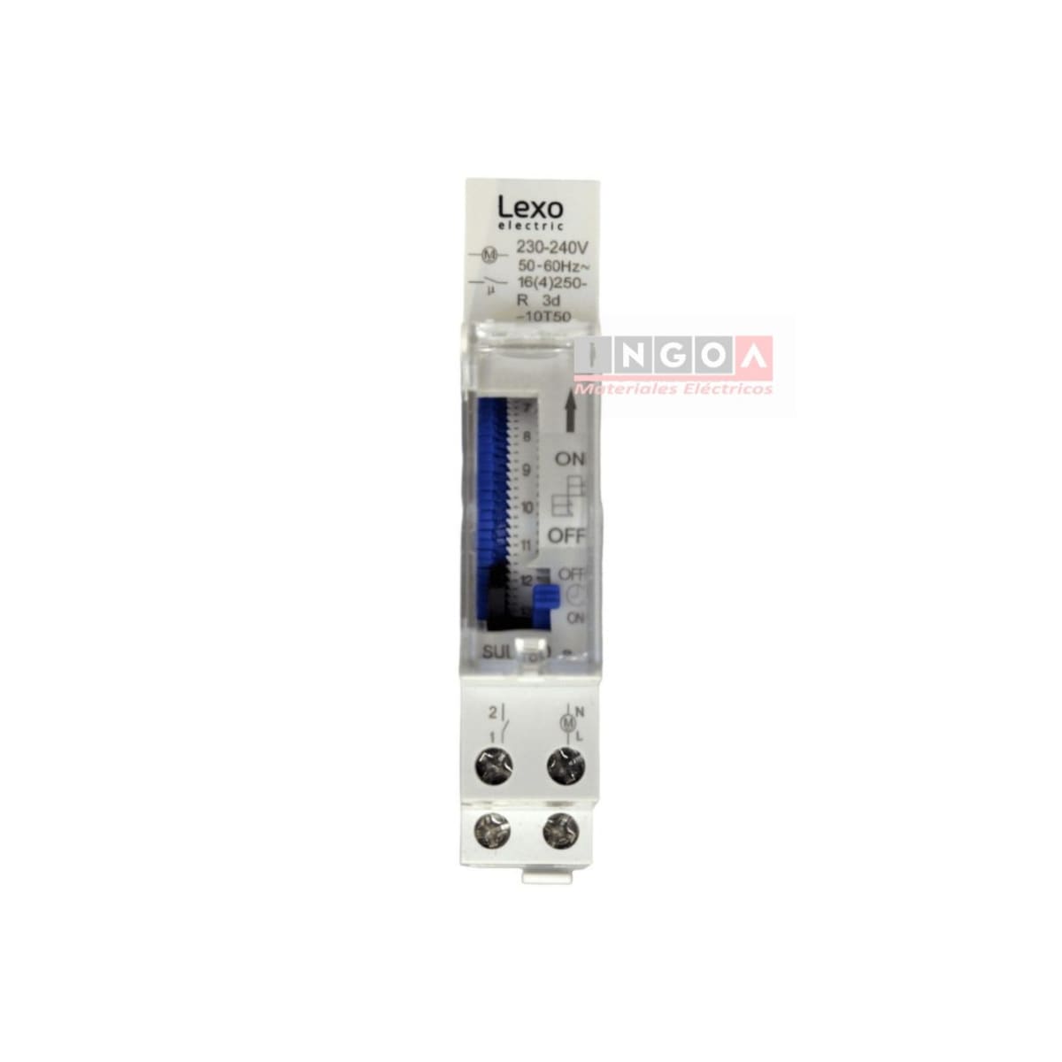 Timer Interruptor Analogico 16A 220V (1 modulo) Con Reserva de 72 Hrs - Lexo - Vista 2