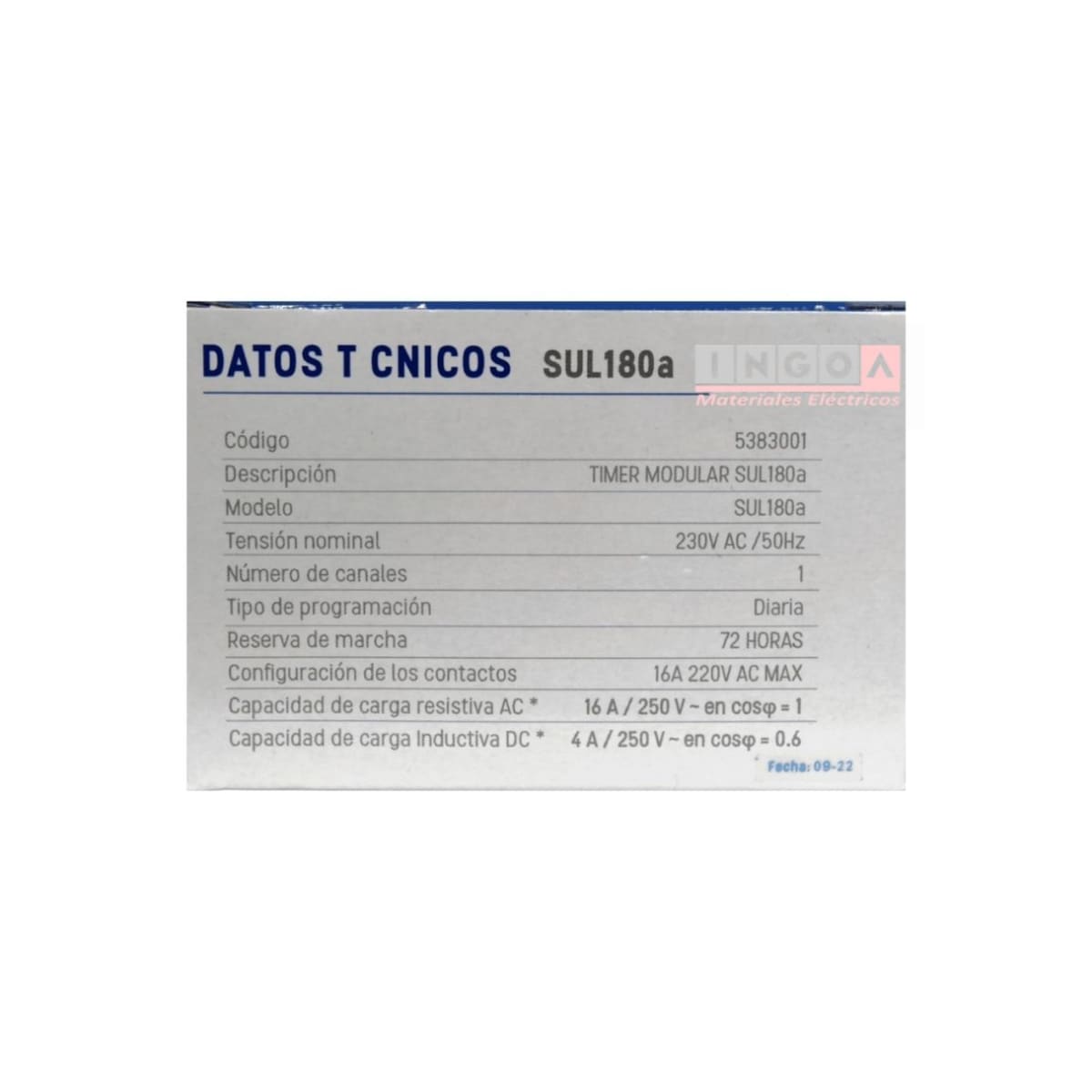 Timer Interruptor Analogico 16A 220V (1 modulo) Con Reserva de 72 Hrs - Lexo9