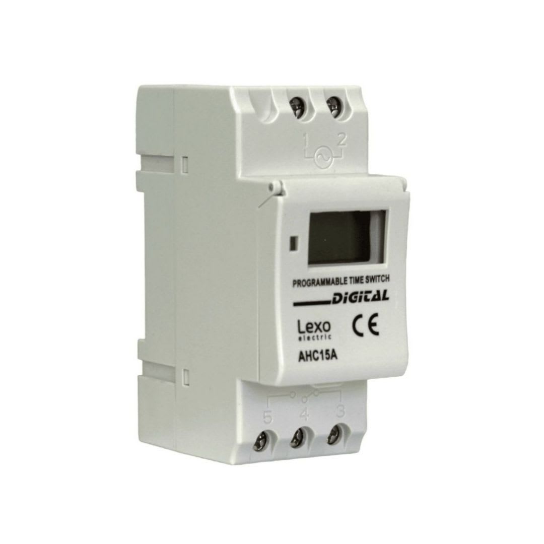 Timer Interruptor Digital 15A 220V Reserva de Func. de 150 Hrs - Lexo 0