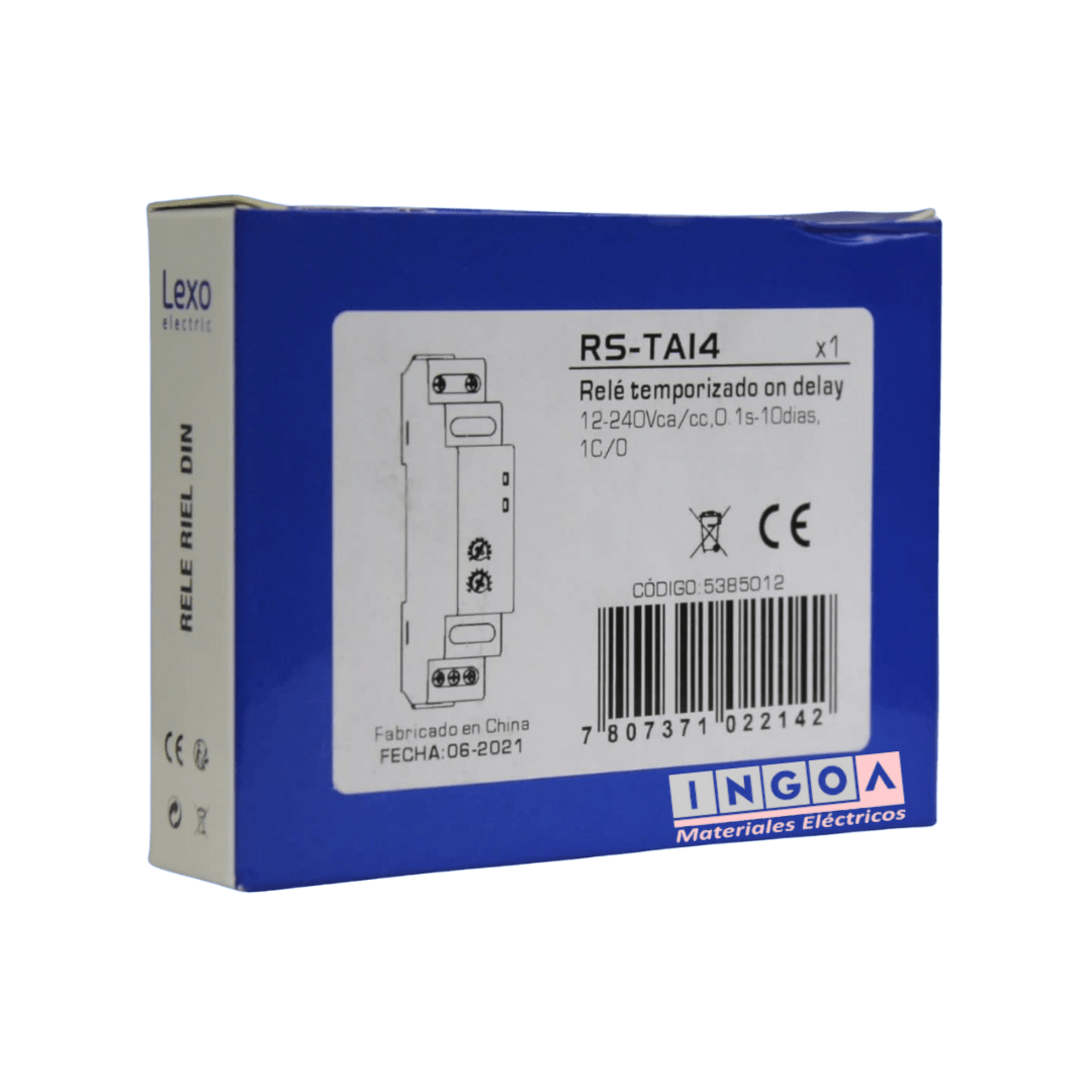 Rele On Delay Retardo a la Conexion RS-TA 14 1S-10D 12-240Vac/Vdc Lexo6