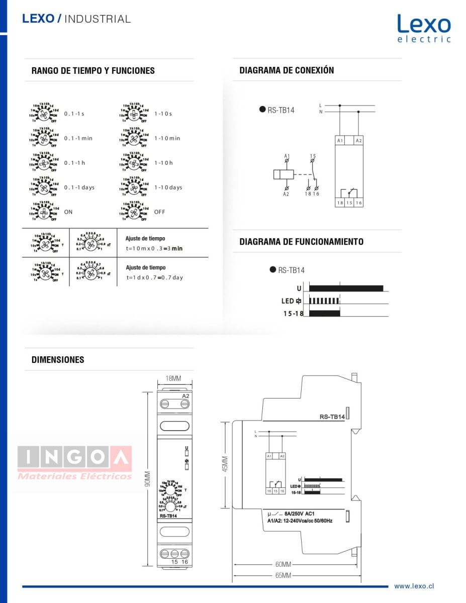 Rele Temporizado con Retardo a la Desconexion 12-240V AC/DC 1C/0 - Lexo9