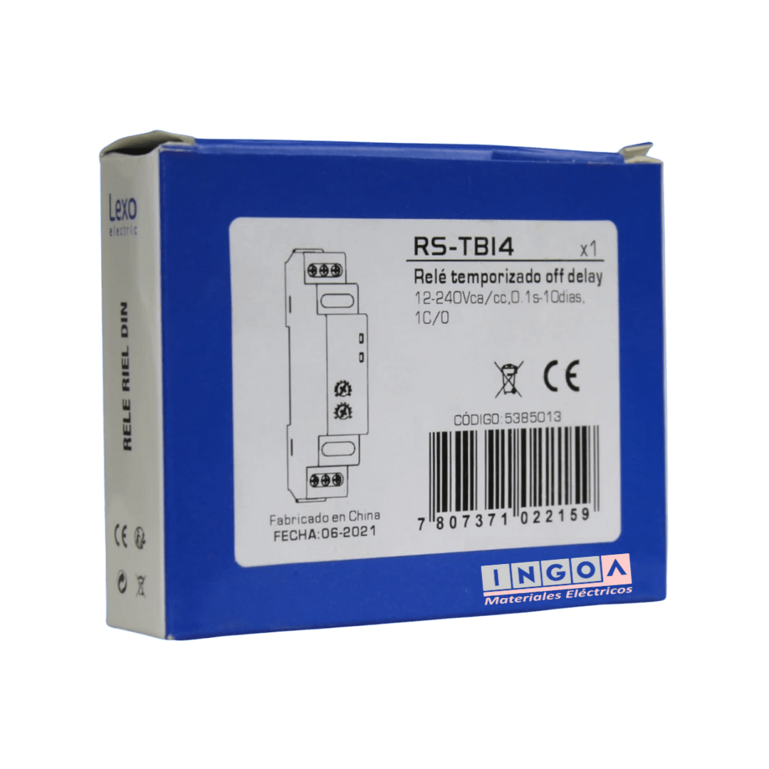 Rele Off Delay Retardo a la Desconexion RS-TB23 1S-10D 12-240Vac/Vdc Lexo10