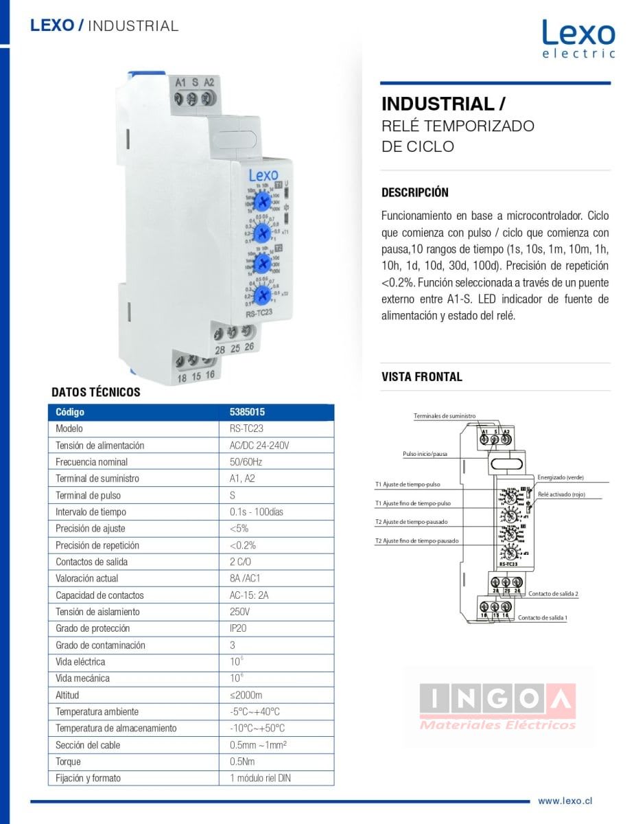 Rele Temporizado de Ciclo 24-240V AC/DC Contactosde Salida 2C/0 - Lexo8