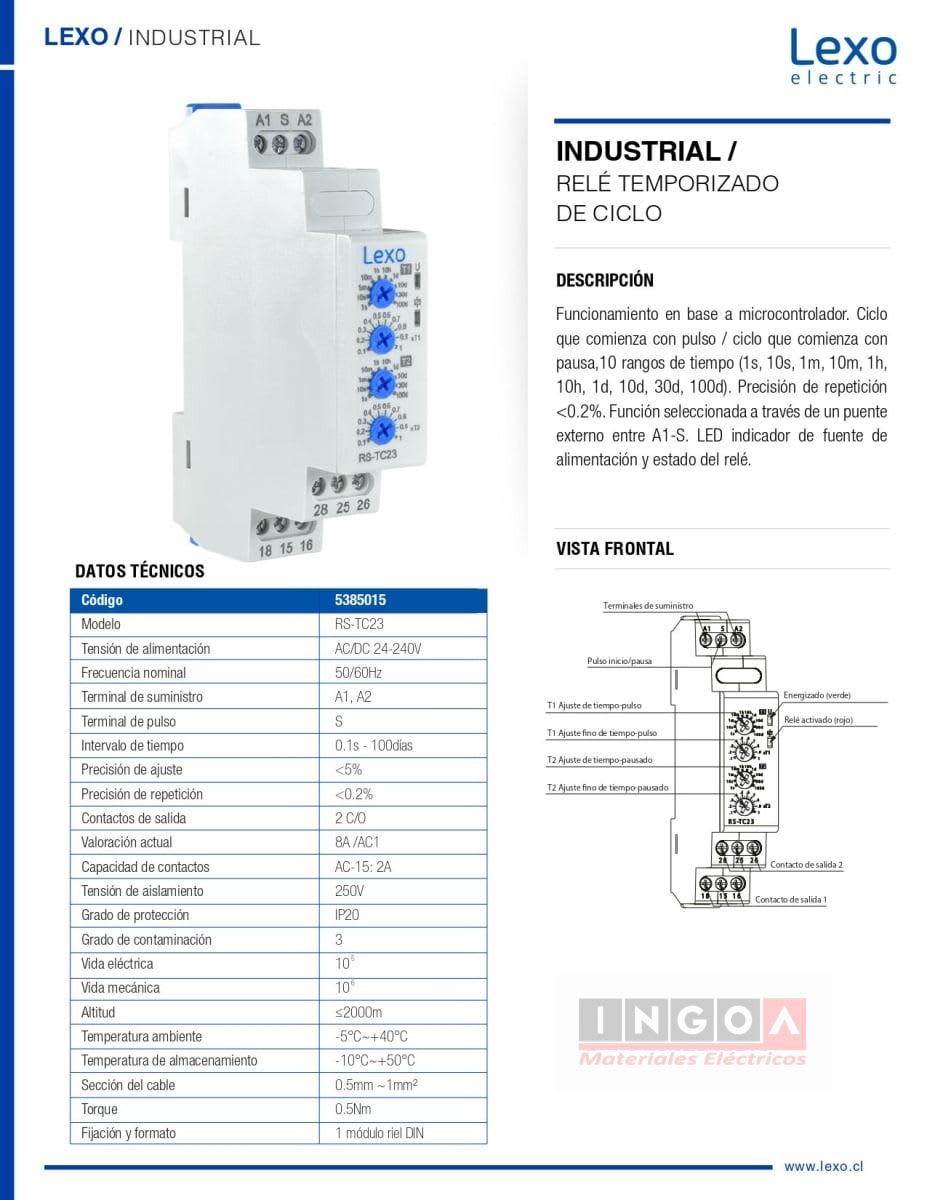 Rele Temporizado Inversor de Marcha 220V AC 24-240V AC/DC Lexo8