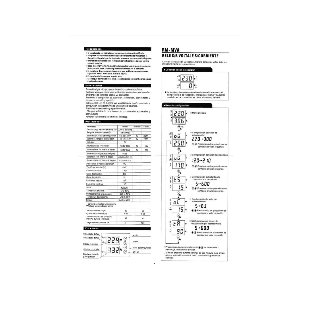 Rele Protector de Voltaje y Corriente Monofasico 63A - Lexo7
