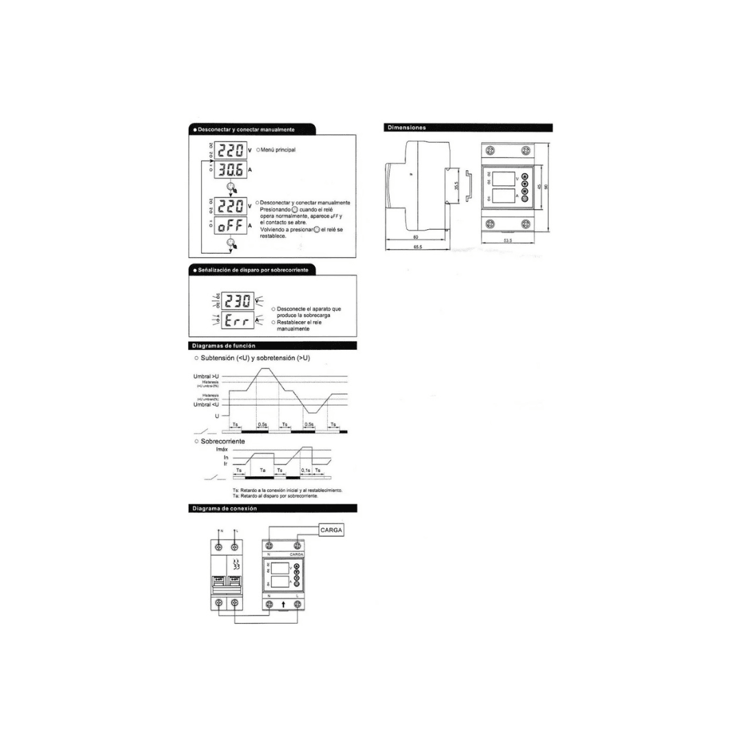 Rele Protector de Voltaje y Corriente Monofasico 63A - Lexo8