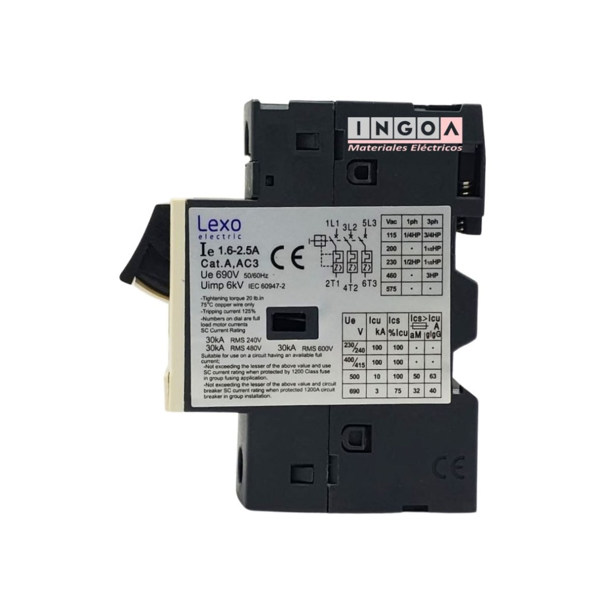Guardamotor 1.6-2.5A Lexo - Vista 3