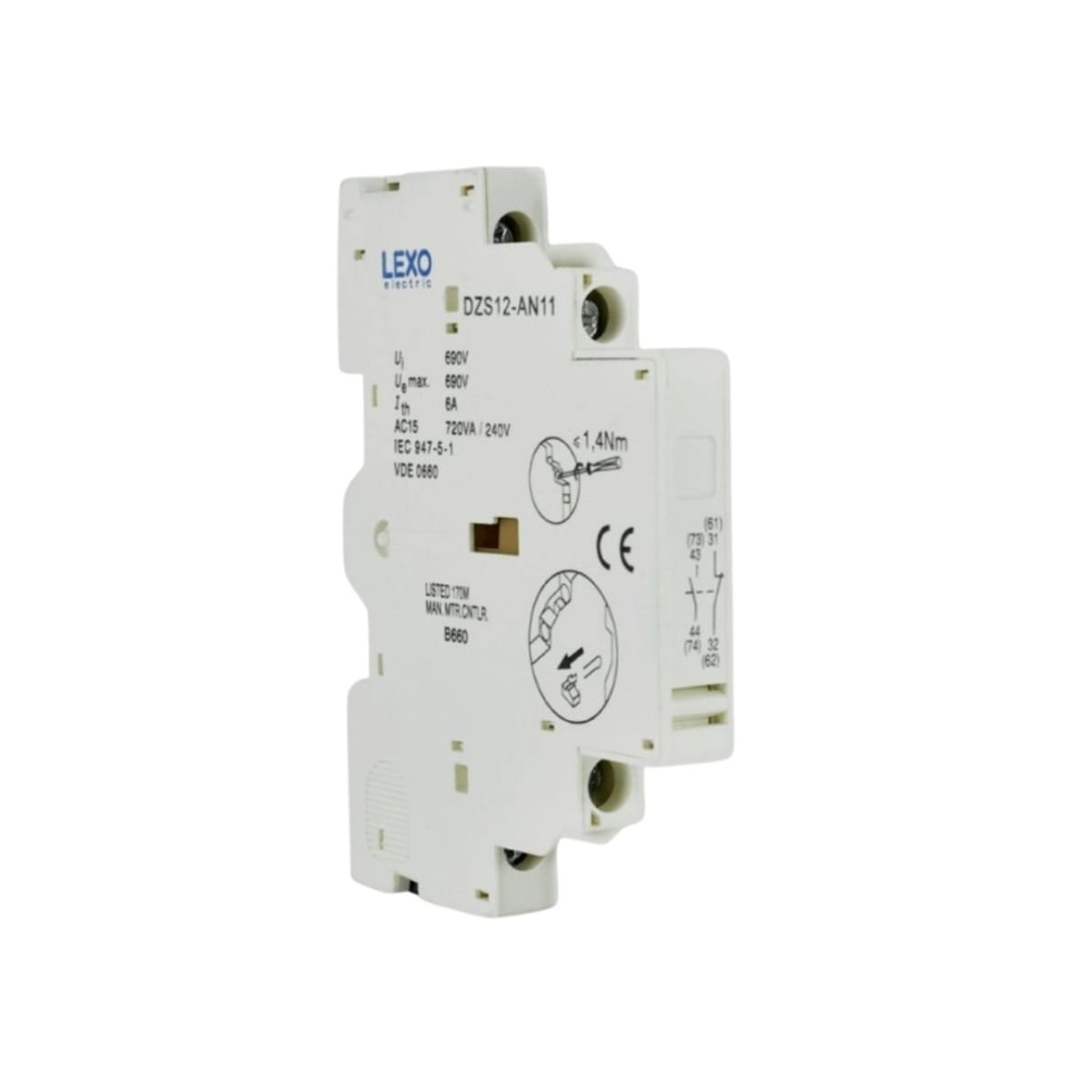 Contacto Auxiliar Lateral para Guardamotor 1NA+1NC Lexo 0