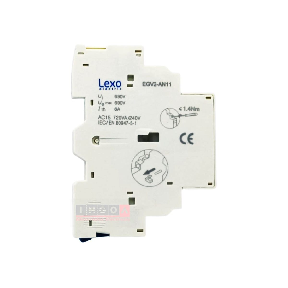 Contacto Auxiliar Lateral para Guardamotor 1NA+1NC Lexo3