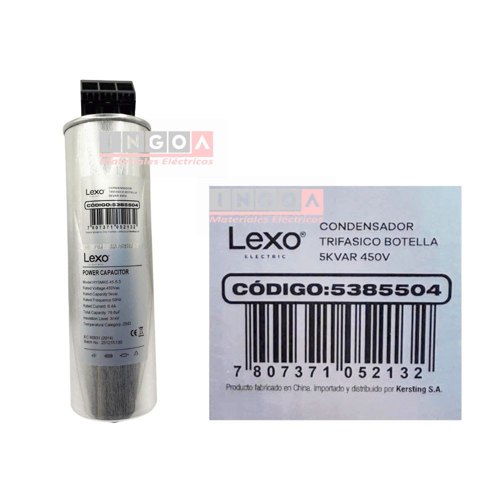 Condensador Trifásico HYSMK0.4-5-3 - 5kVAR 400V Lexo3