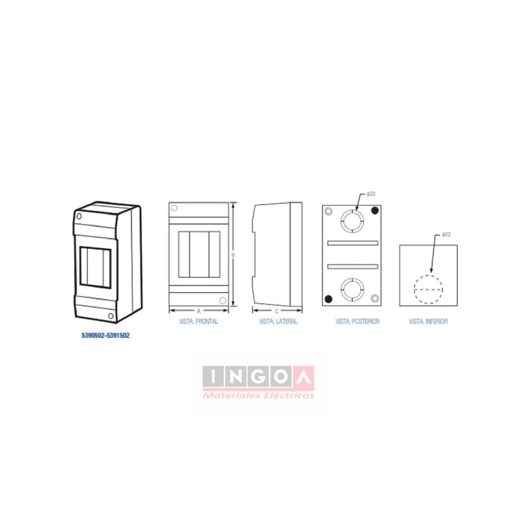 Tablero Plastico 2 Mod. Sobrep. Calota - Lexo - Vista 6