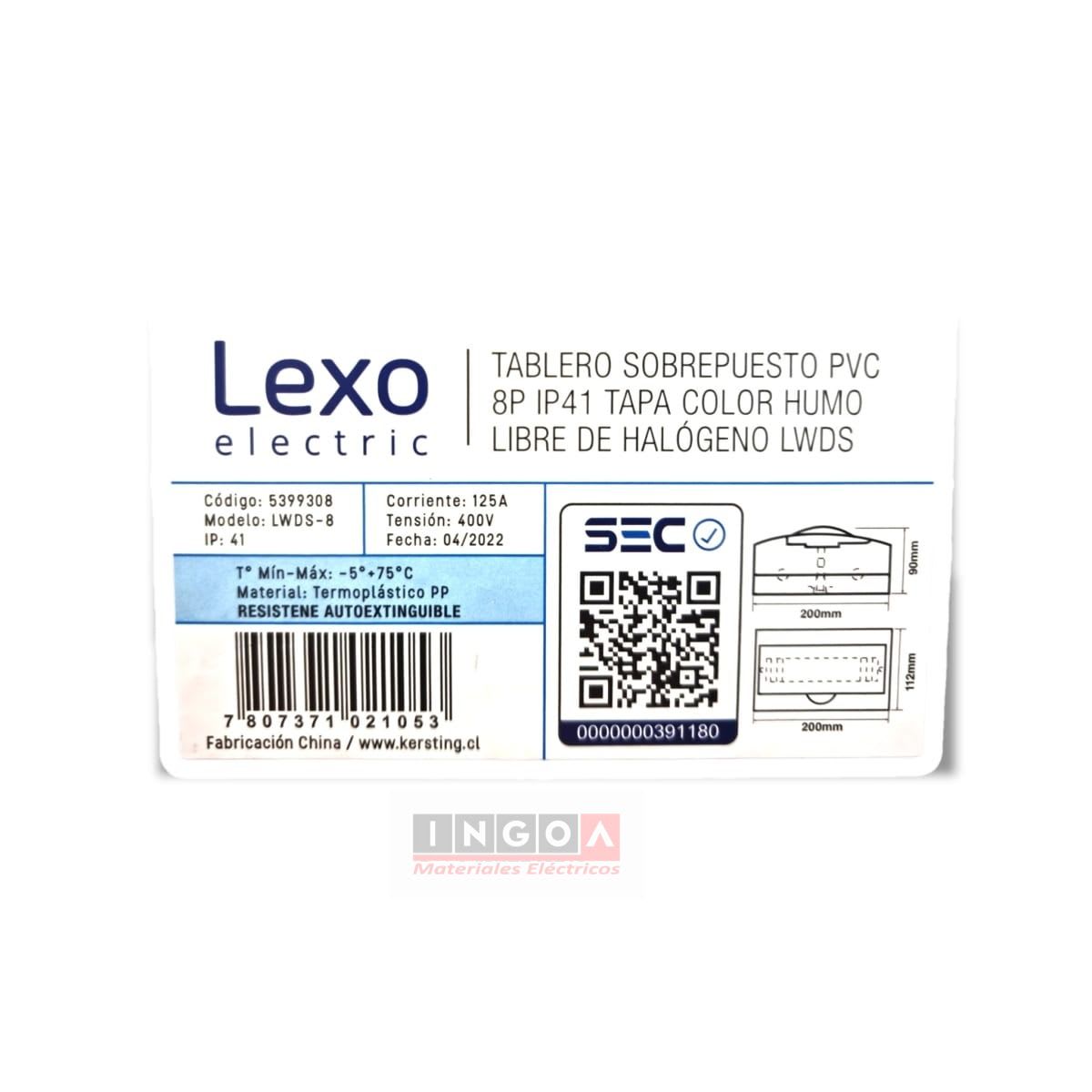 Tablero Plastico 8 Mod. Sobrep. Libre Halog. Tapa Humo - Lexo6