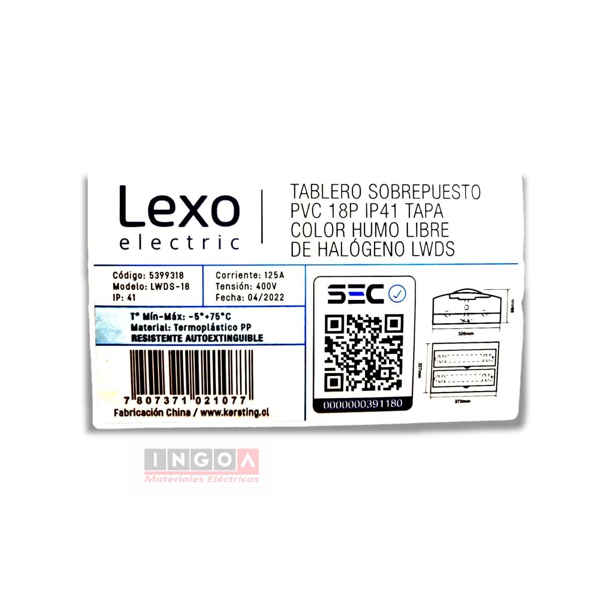 Tablero Plastico 18 Mod. Sobrep. Libre Halog. Tapa Humo - Lexo7