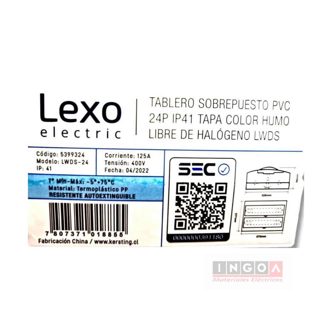 Tablero Plastico 24 Mod. Sobrep. Libre Halog. Tapa Humo - Lexo - Vista 9