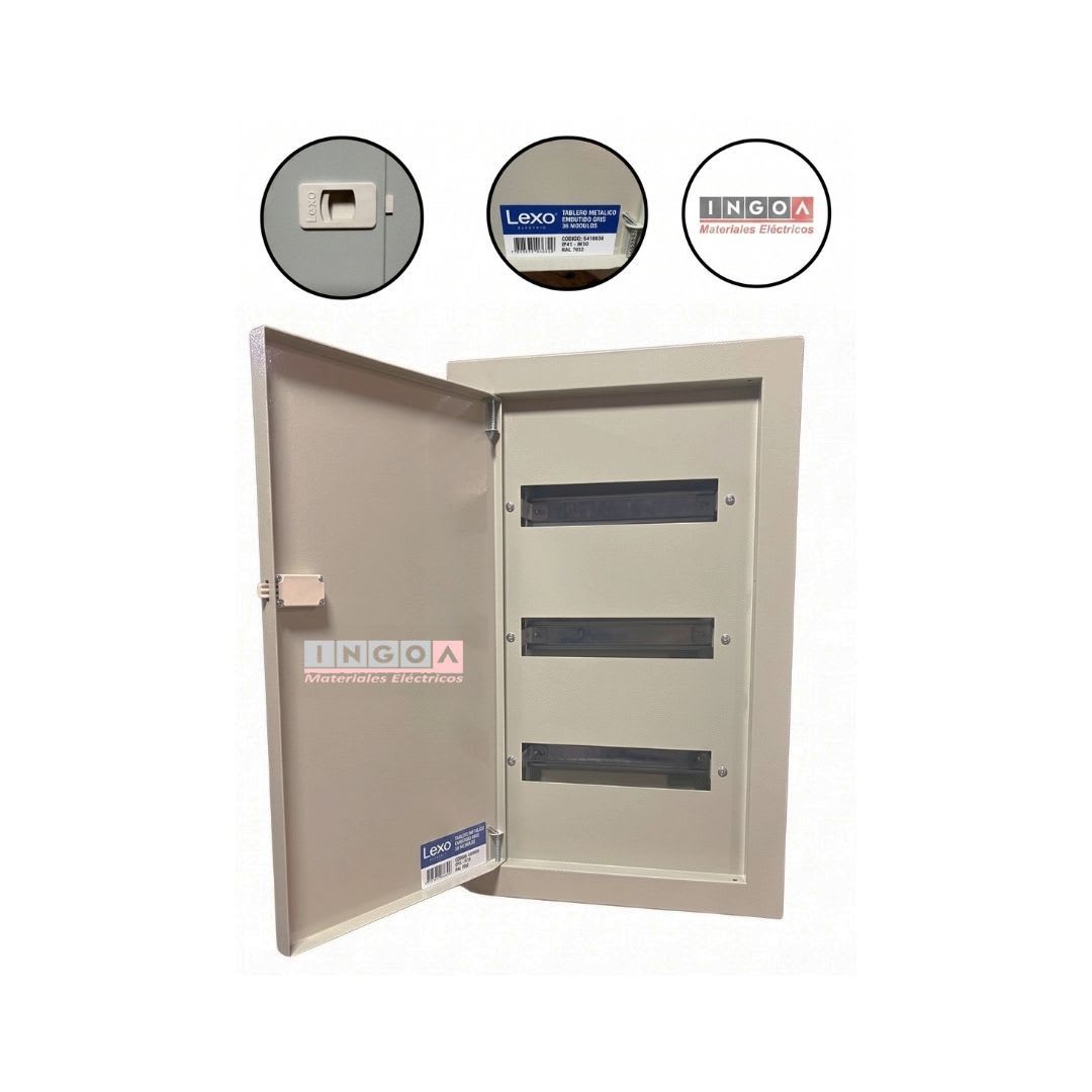 Tablero Metalico Embutido 36 Modulos IP41 Ral7032 Lexo - Vista 2