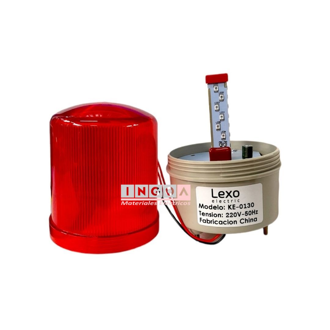 Baliza Led Giratoria Roja 220V IP44 Diametro 100mm - Lexo - Vista 4